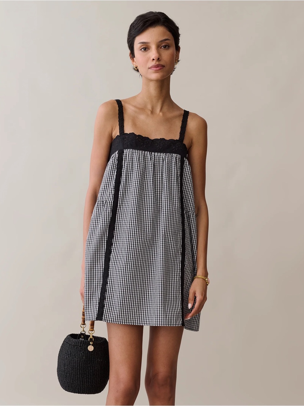 Few Moda Gingham Cotton Mini Dress